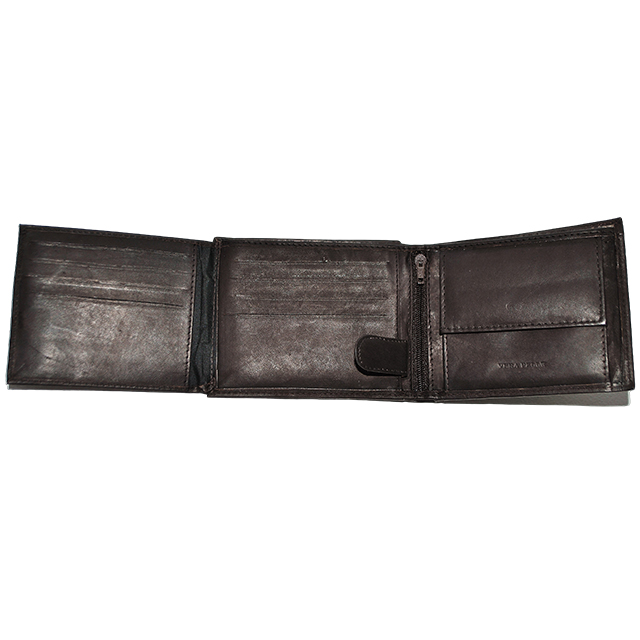 Мужской кожаный кошелек темно-коричневого цвета. Фото 2