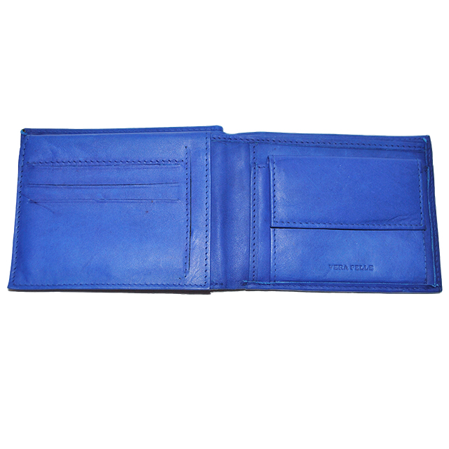 Женский кожаный кошелек синего цвета. Фото: 2