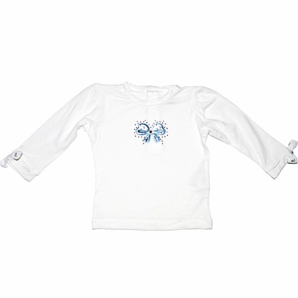 Фото 1: Белая блуза Trussardi для малышей украшена кристаллами 
